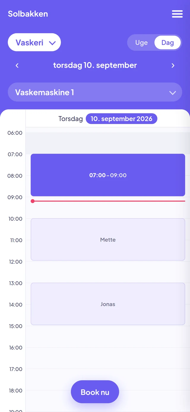 MultiBooking på mobil – dagens bookinger